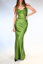 Abito red carpet in raso verde - Elisabetta Franchi