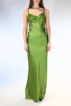 Abito red carpet in raso verde - Elisabetta Franchi