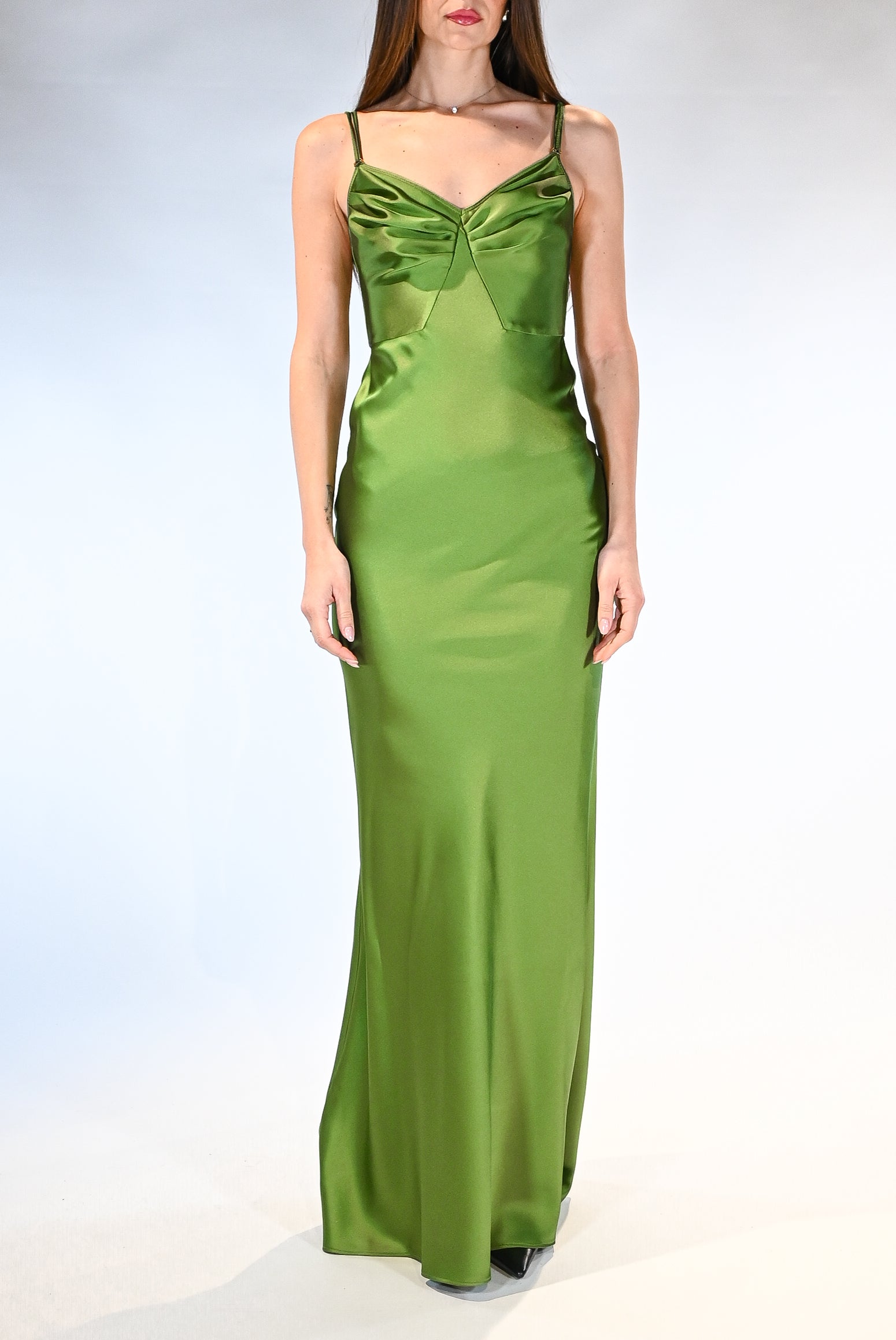 Abito red carpet in raso verde - Elisabetta Franchi