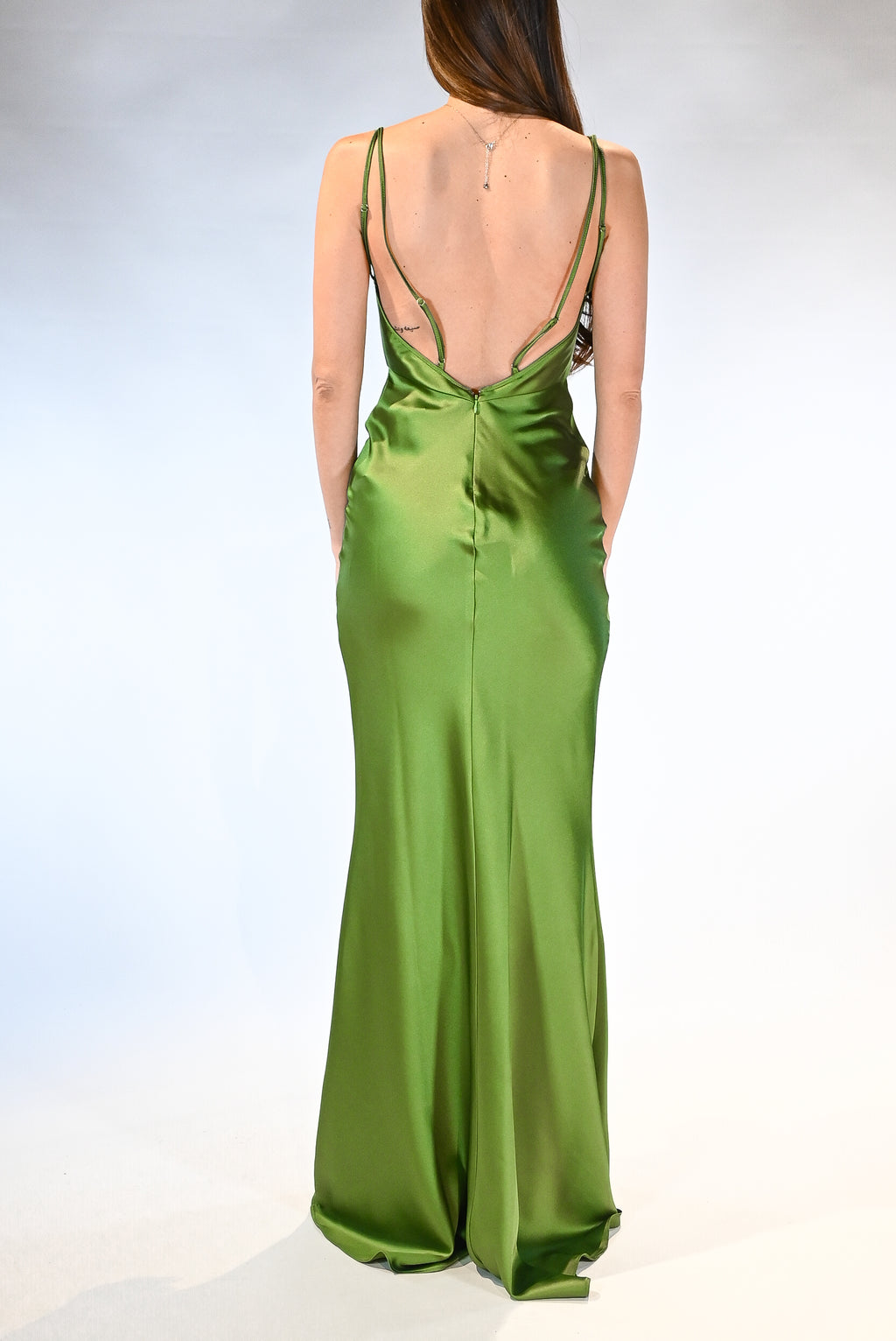 Abito red carpet in raso verde - Elisabetta Franchi