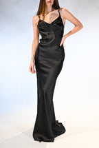 Abito red carpet in raso nero - Elisabetta Franchi