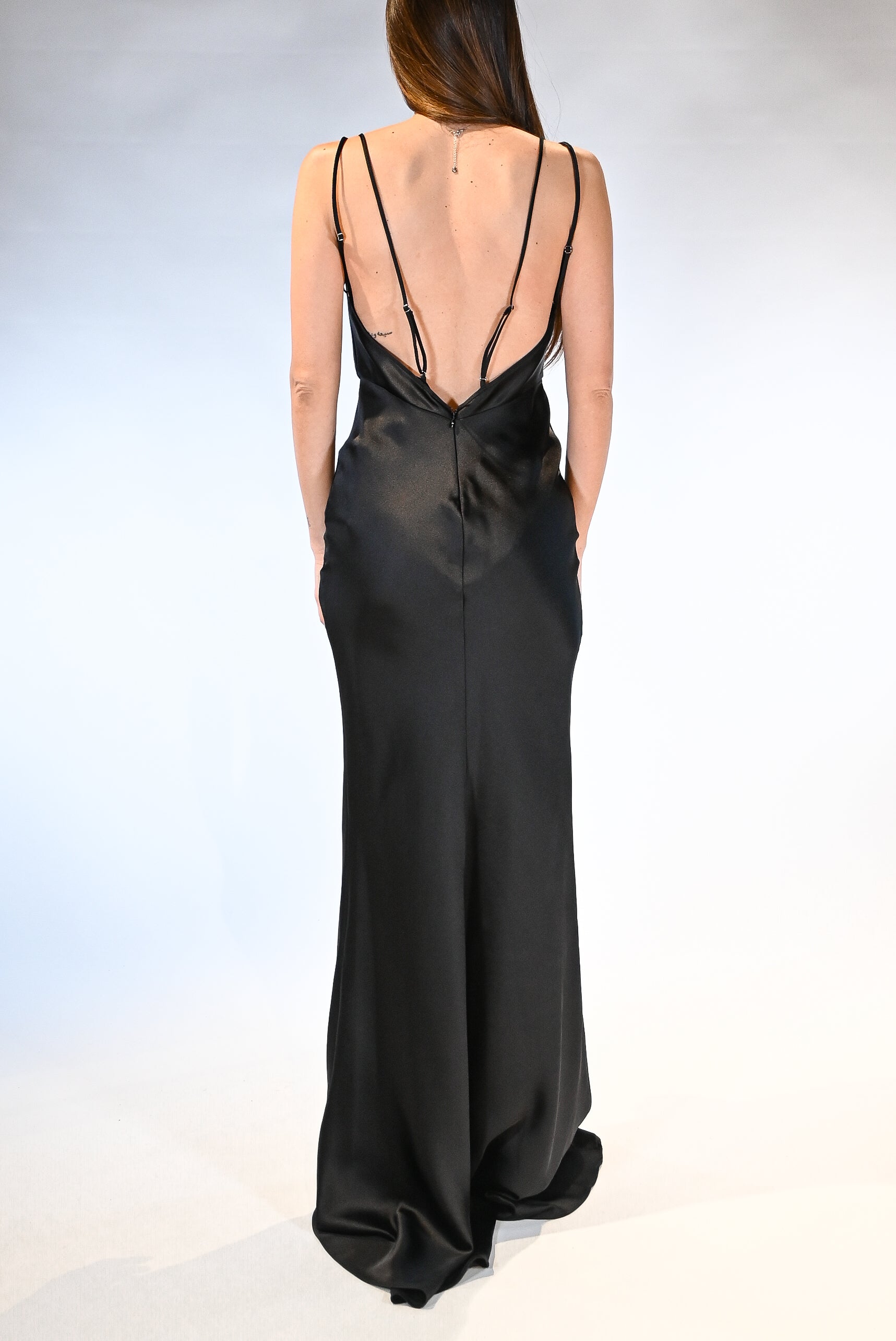 Abito red carpet in raso nero - Elisabetta Franchi