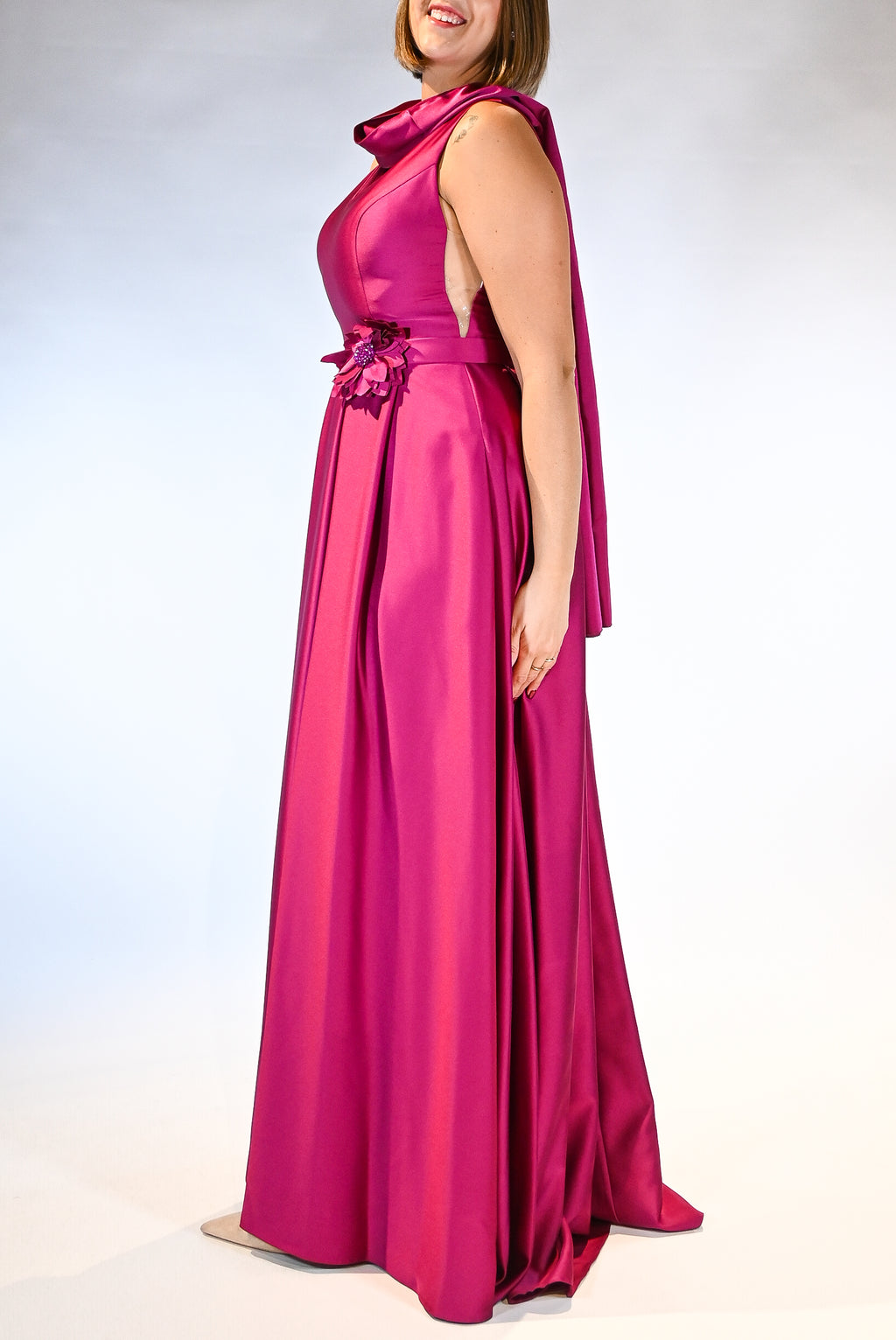 Abito magenta  scollo a V - Berti Mode Collection