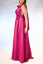 Abito magenta  scollo a V - Berti Mode Collection