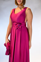 Abito magenta  scollo a V - Berti Mode Collection