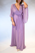 Abito lungo in Chiffon con Maniche a Mantella  lilla - Dea Fea