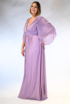 Abito lungo in Chiffon con Maniche a Mantella  lilla - Dea Fea
