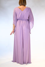 Abito lungo in Chiffon con Maniche a Mantella  lilla - Dea Fea