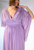 Abito lungo in Chiffon con Maniche a Mantella  lilla - Dea Fea