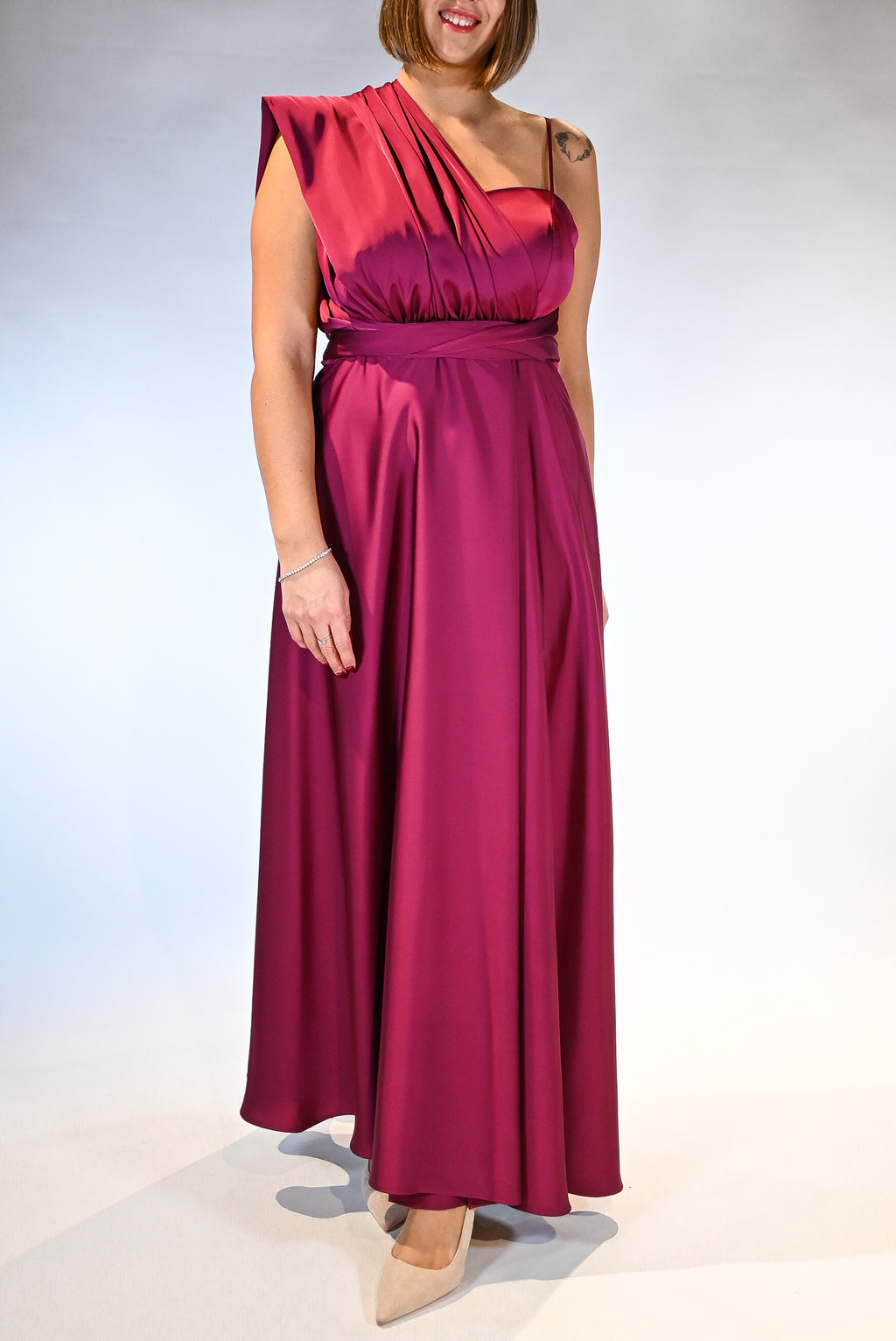 Abito mille modi ciclamino curvy - Berti Mode Collection