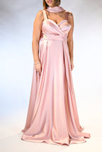 Abito Lungo Musani in Satin Rosa Antico