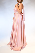 Abito Lungo Musani in Satin Rosa Antico