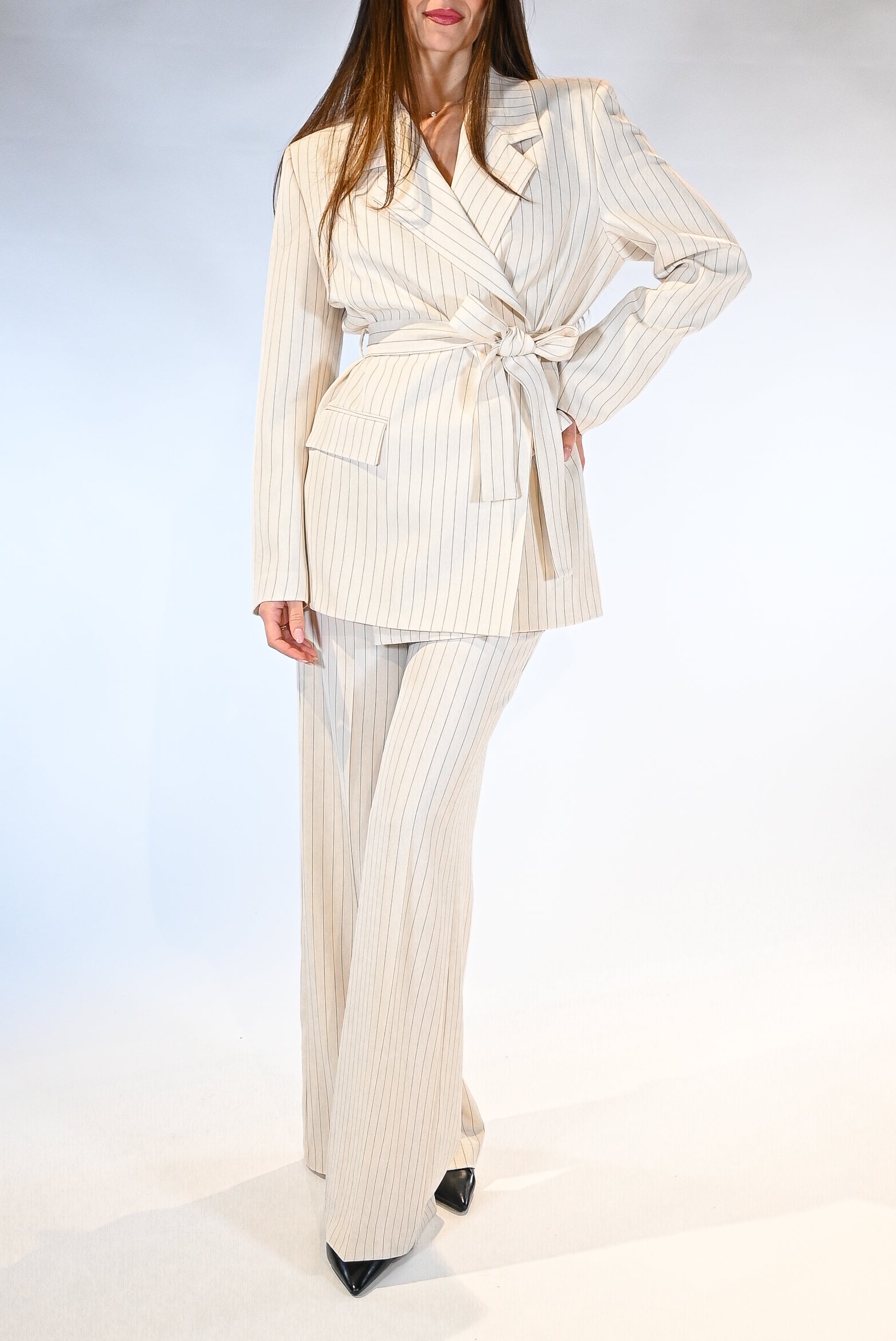 Giacca  con cintura gessato - Vicolo