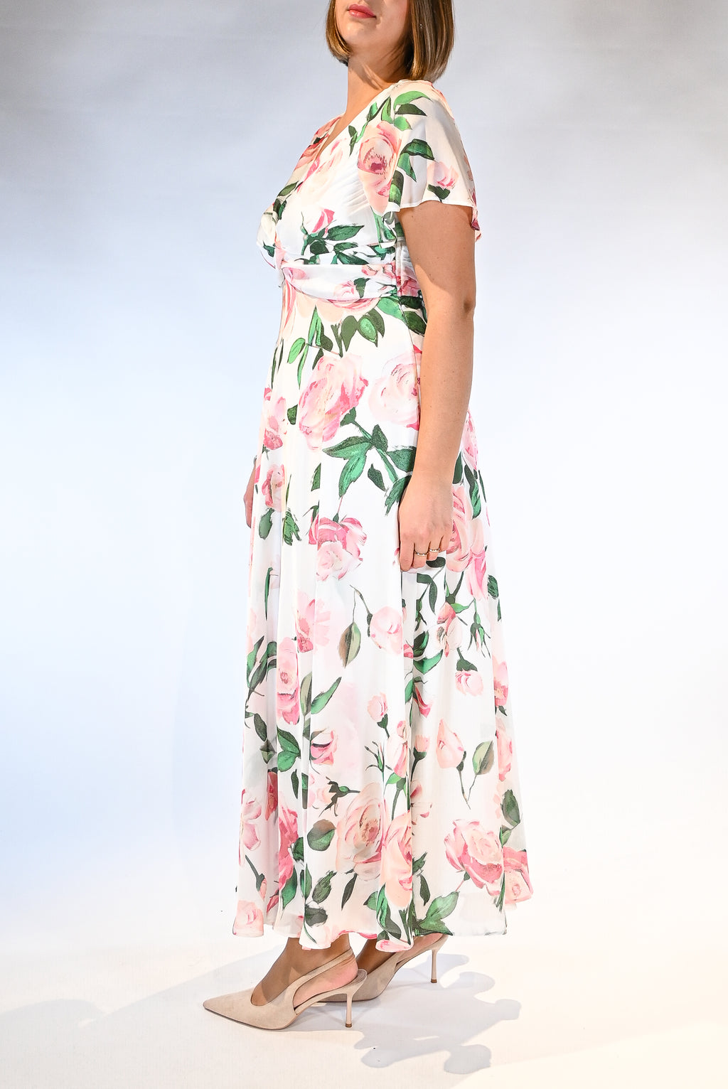 Abito lungo floreale con manica - Berti Mode Collection