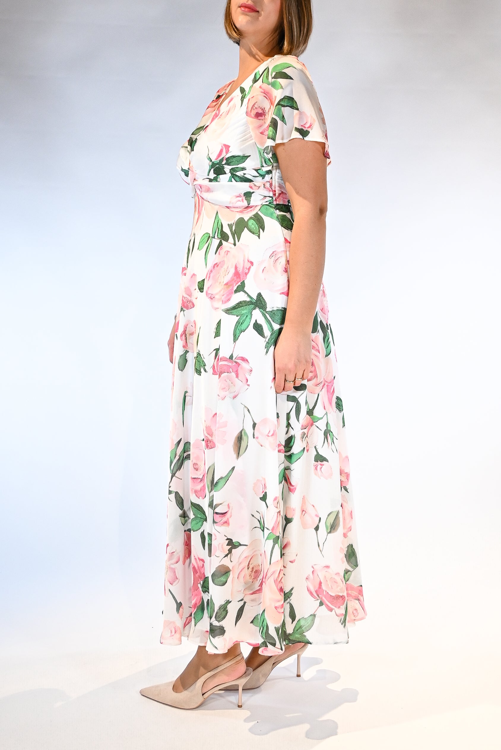 Abito lungo floreale con manica - Berti Mode Collection