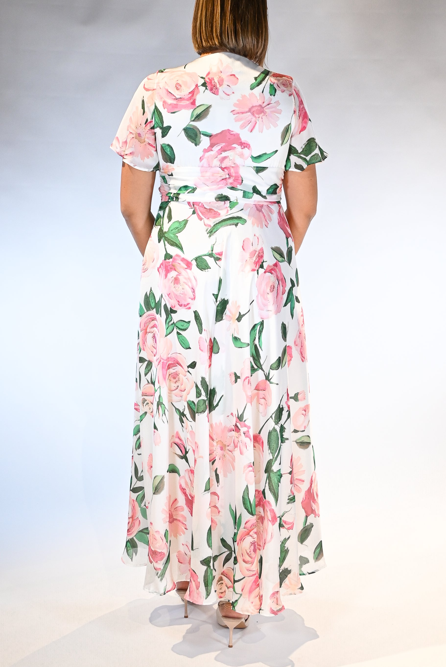 Abito lungo floreale con manica - Berti Mode Collection