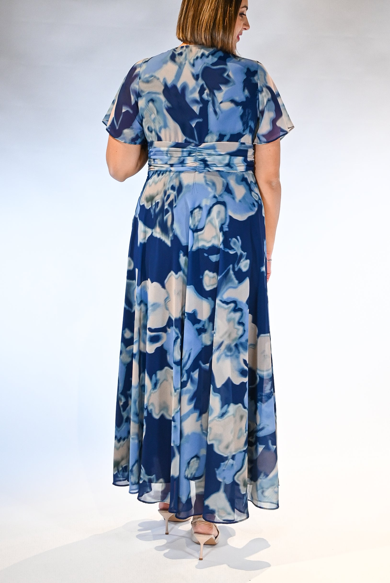 Abito lungo con manichetta e fantasia floreale  - Berti Mode Collection