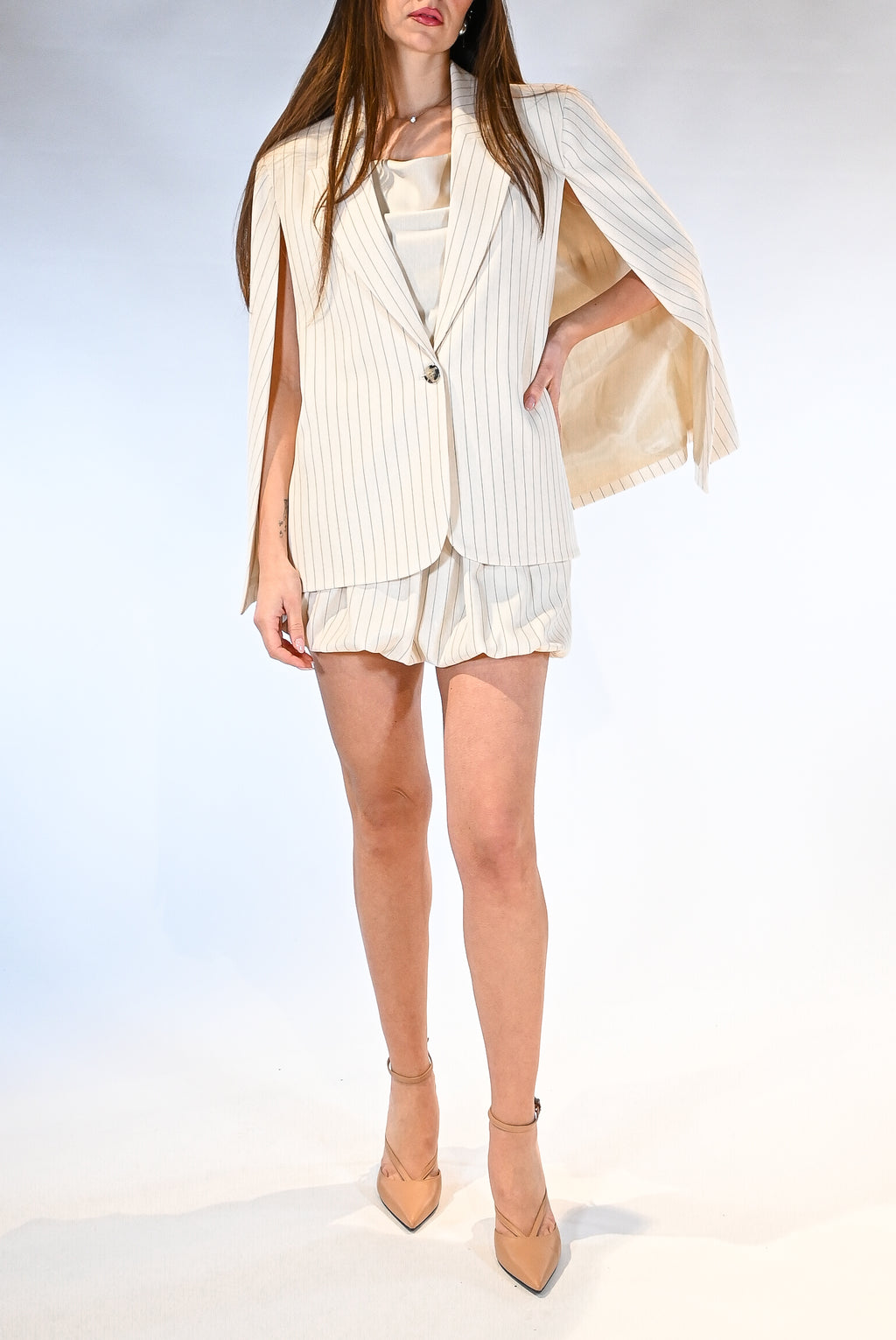 Giacca Mantella Gessata a Righe Sottili - Vicolo