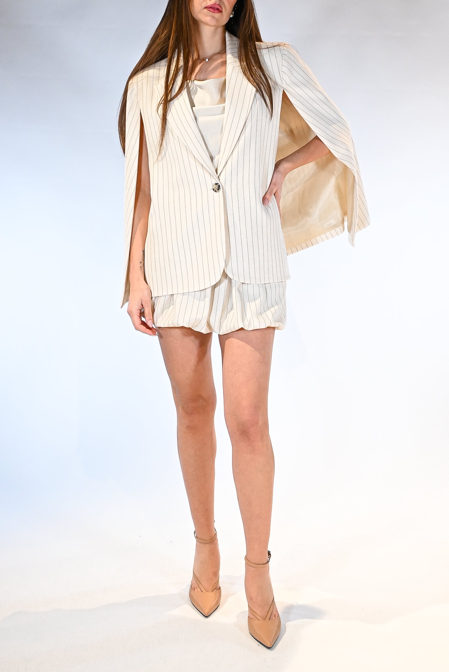 Giacca Mantella Gessata a Righe Sottili - Vicolo