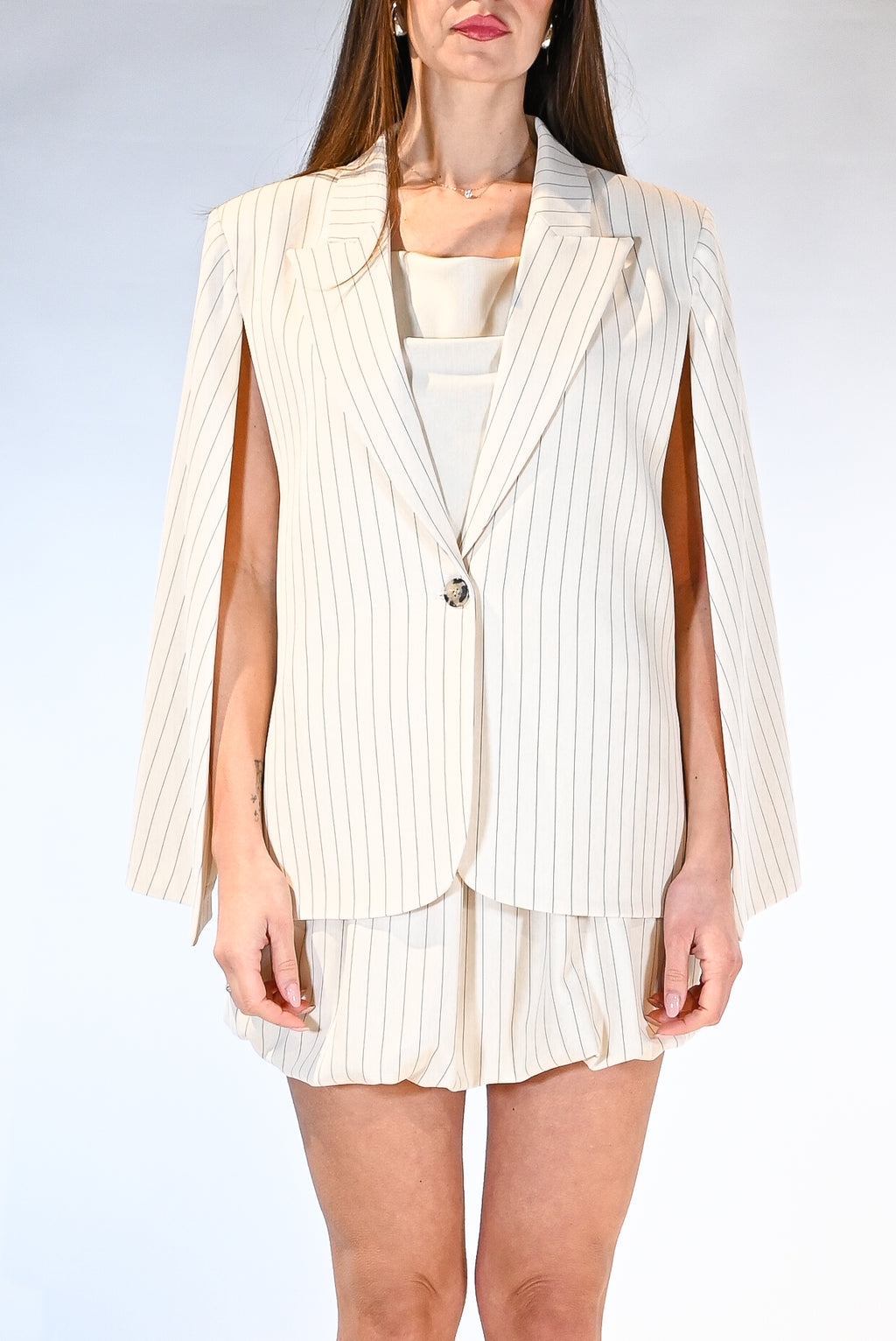 Giacca Mantella Gessata a Righe Sottili - Vicolo