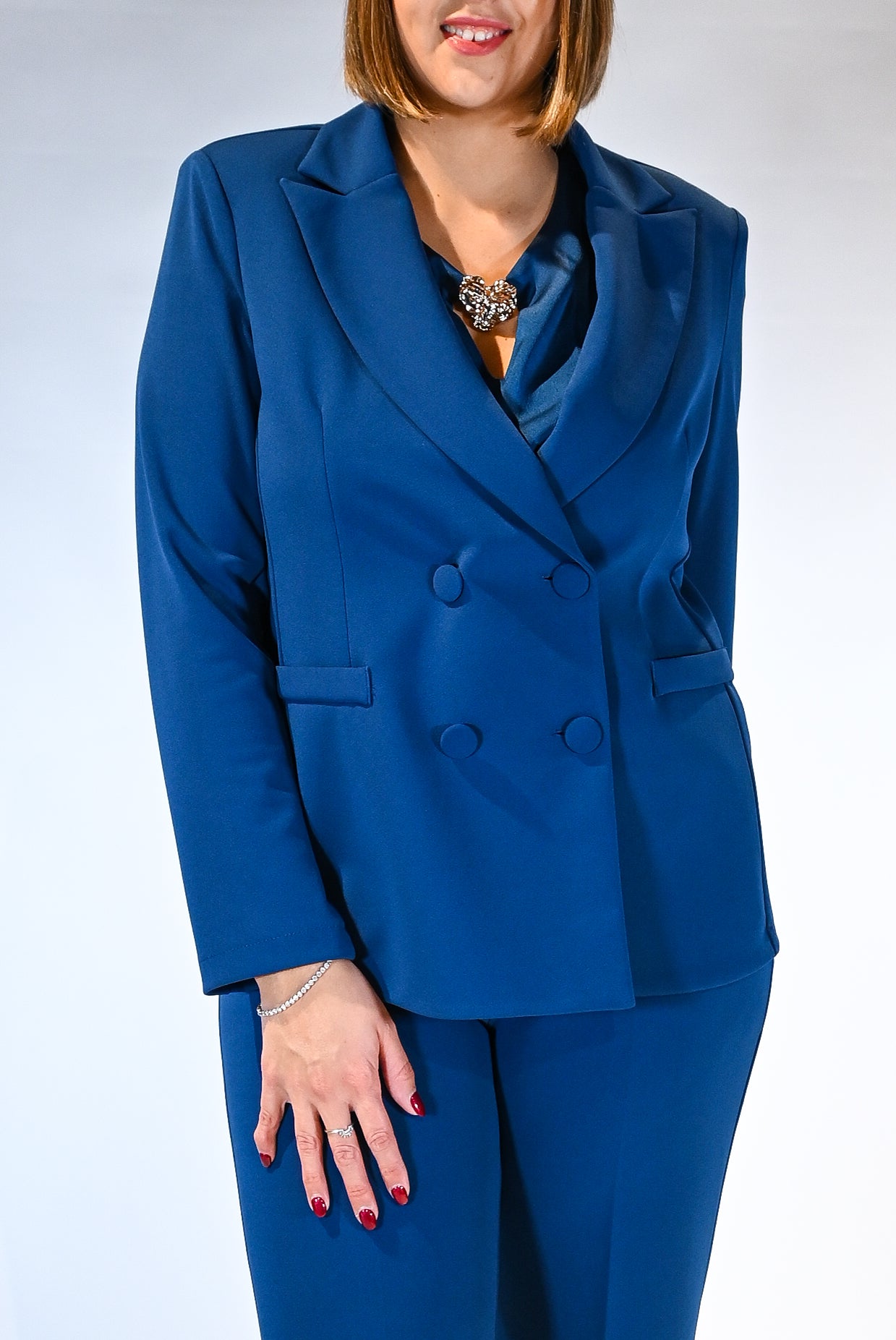 Giacca doppio petto blu petrolio - Rinascimento