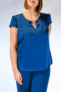 Blusa Satinata con Scollo Gioiello – Blu Petrolio - Rinascimento