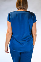 Blusa Satinata con Scollo Gioiello – Blu Petrolio - Rinascimento