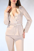 Giacca Blazer Slim con Cintura Coordinata – Beige Sabbia - Rinascimento