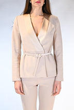 Giacca Blazer Slim con Cintura Coordinata – Beige Sabbia - Rinascimento
