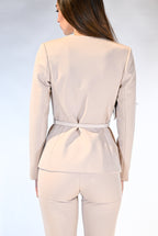 Giacca Blazer Slim con Cintura Coordinata – Beige Sabbia - Rinascimento