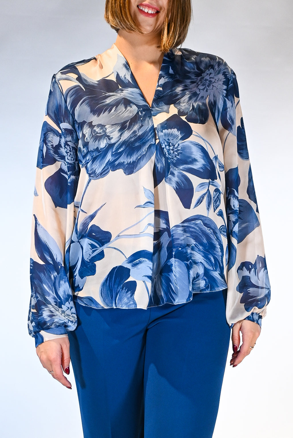 Blusa a manica lunga con stampa floreale - Rinascimento