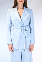 Giacca Blazer a Portafoglio con Cintura azzurro - Rinascimento