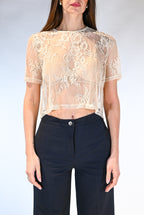 T-shirt maniche corte in pizzo - Vicolo