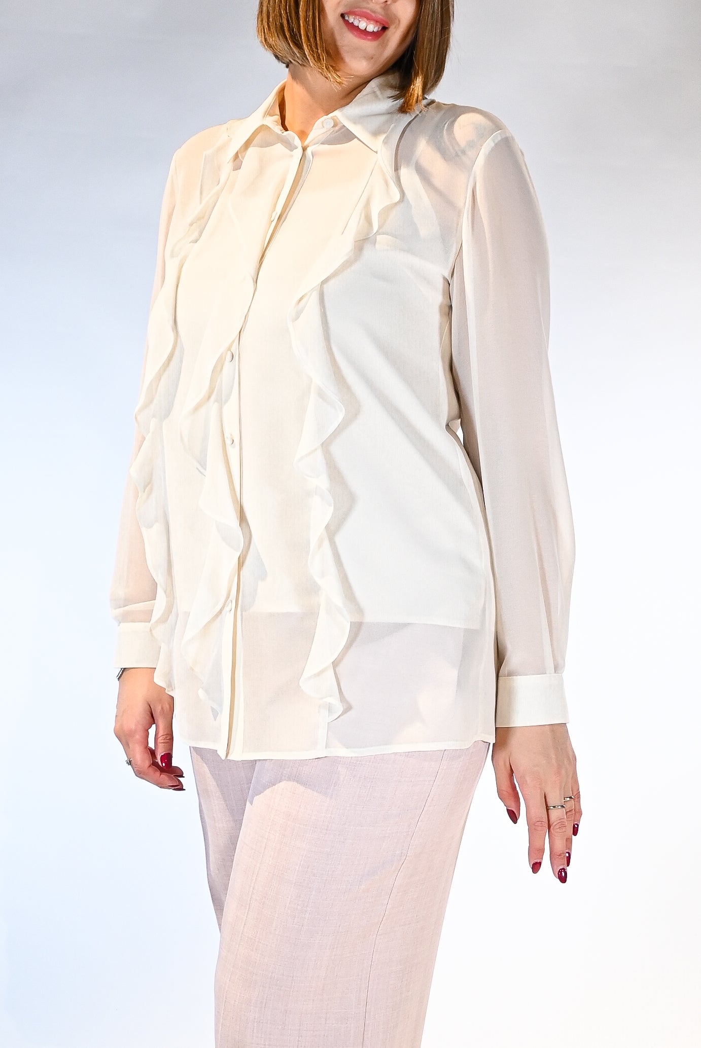 Camicia in Seta con Rouches  Avorio - Persona