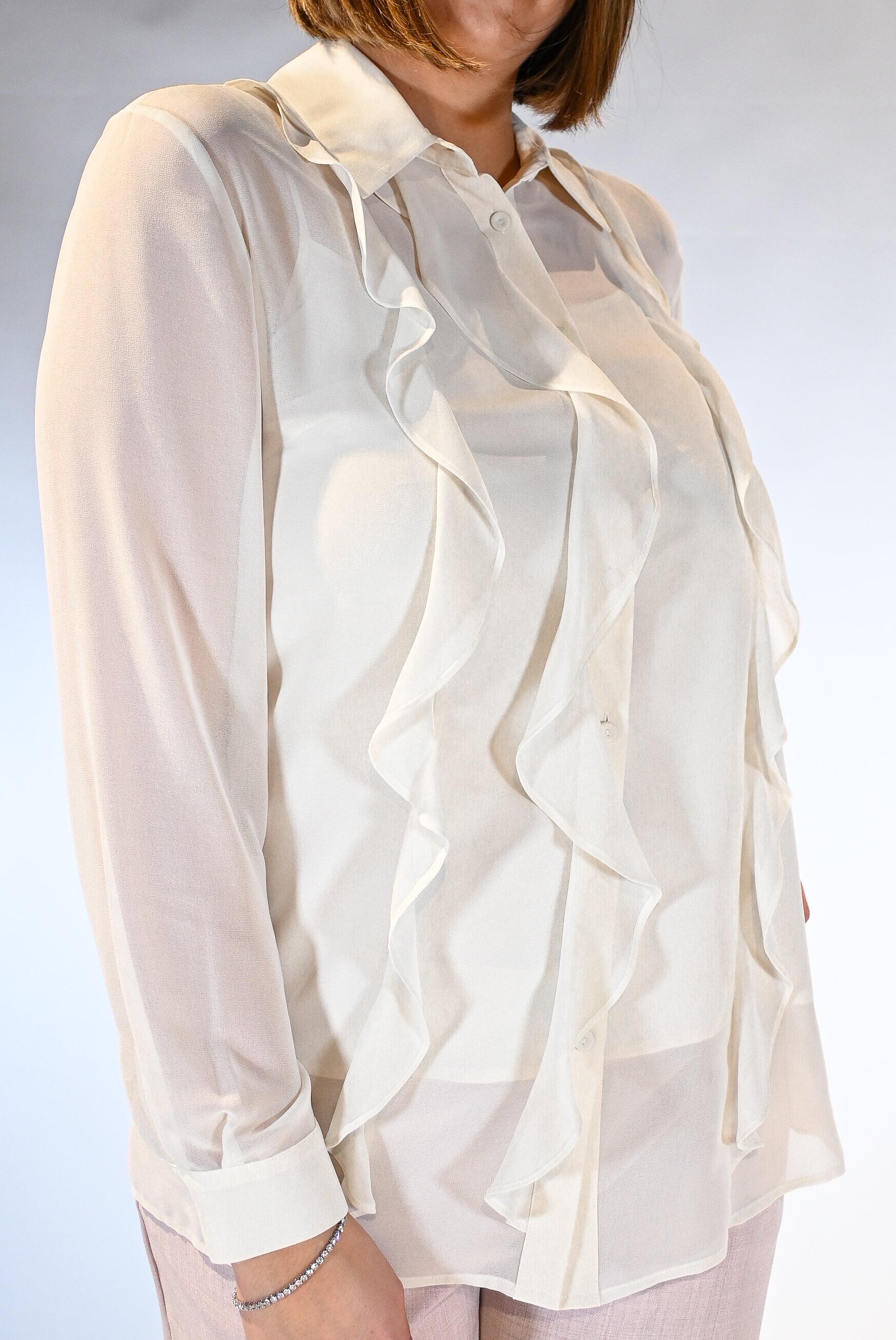 Camicia in Seta con Rouches  Avorio - Persona