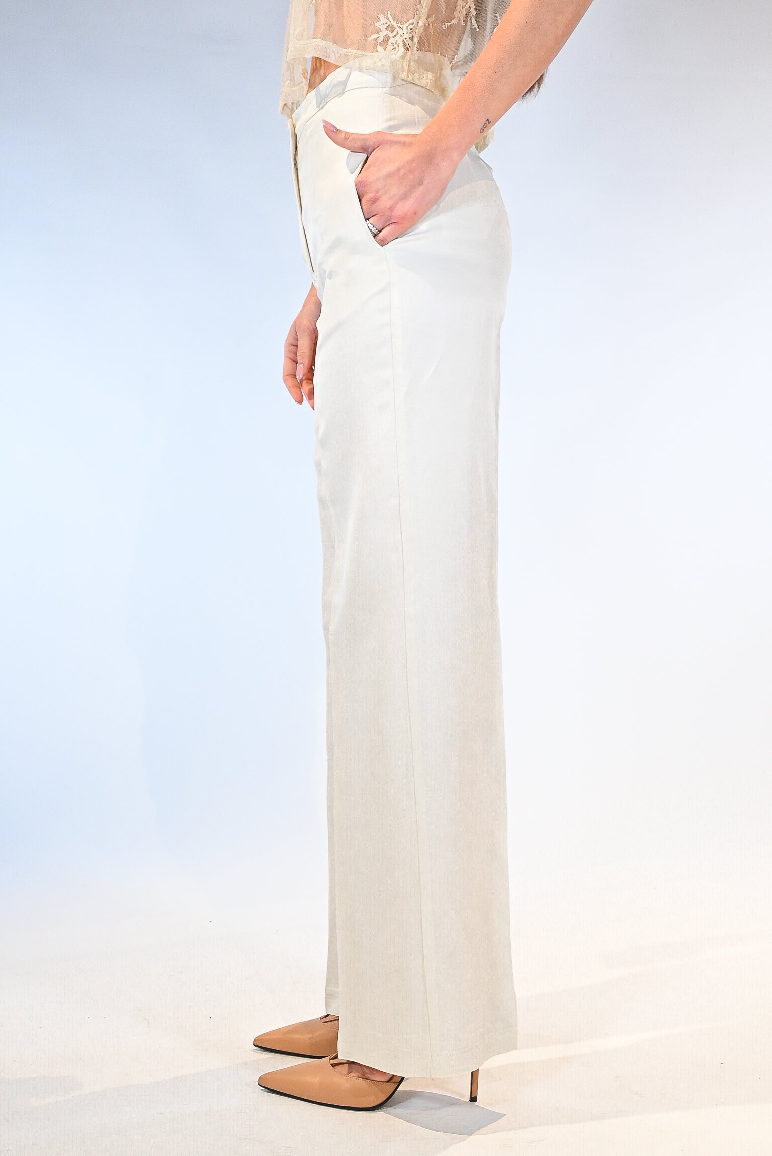 Pantalone a gamba dritta bianco - Vicolo