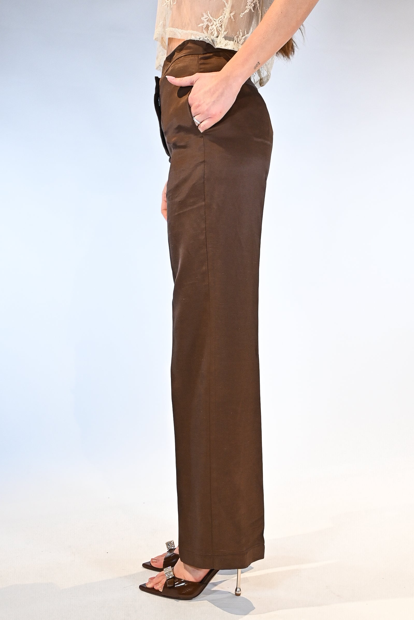 Pantalone a gamba dritta marrone - Vicolo