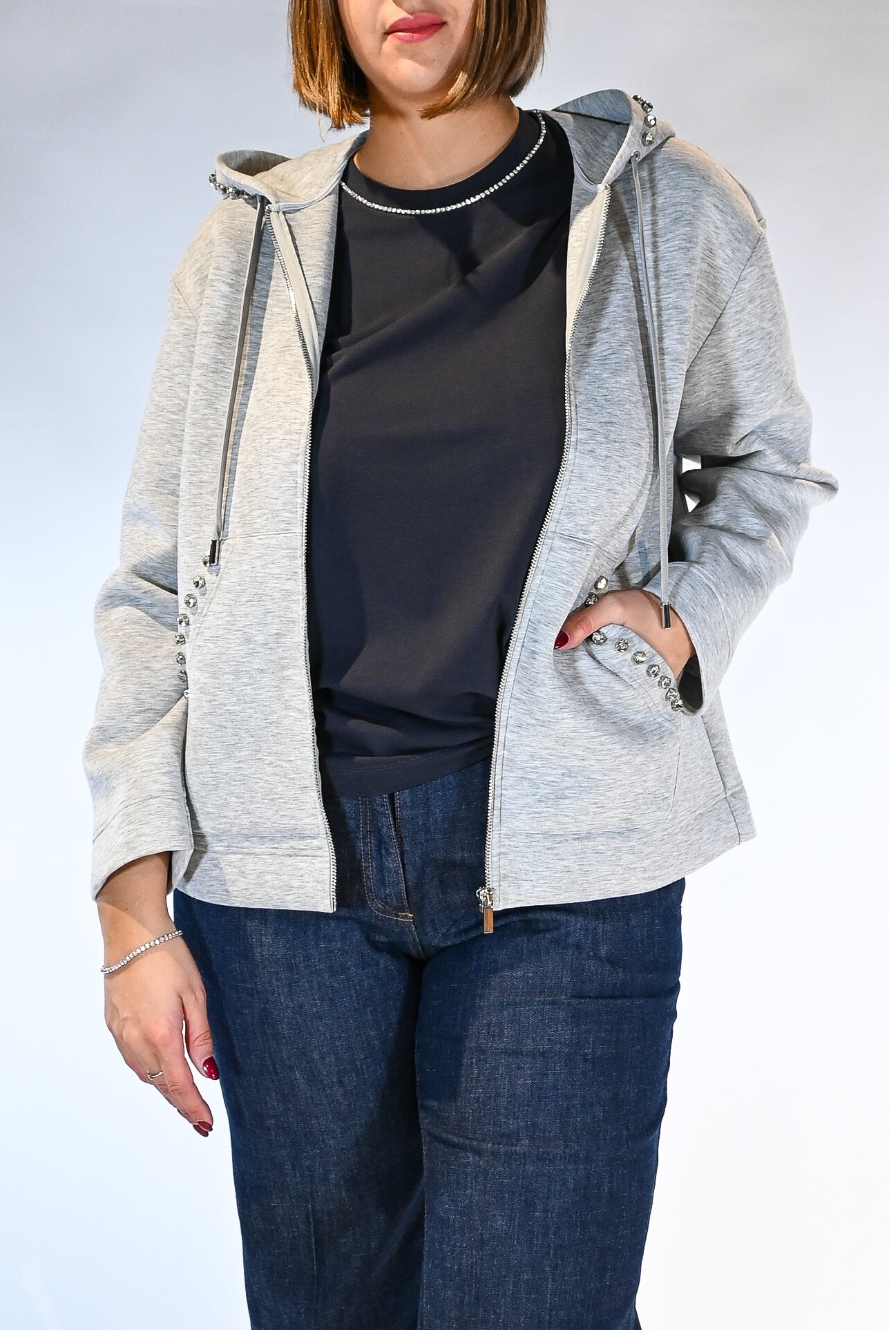 Felpa con cappuccio grigia - Persona