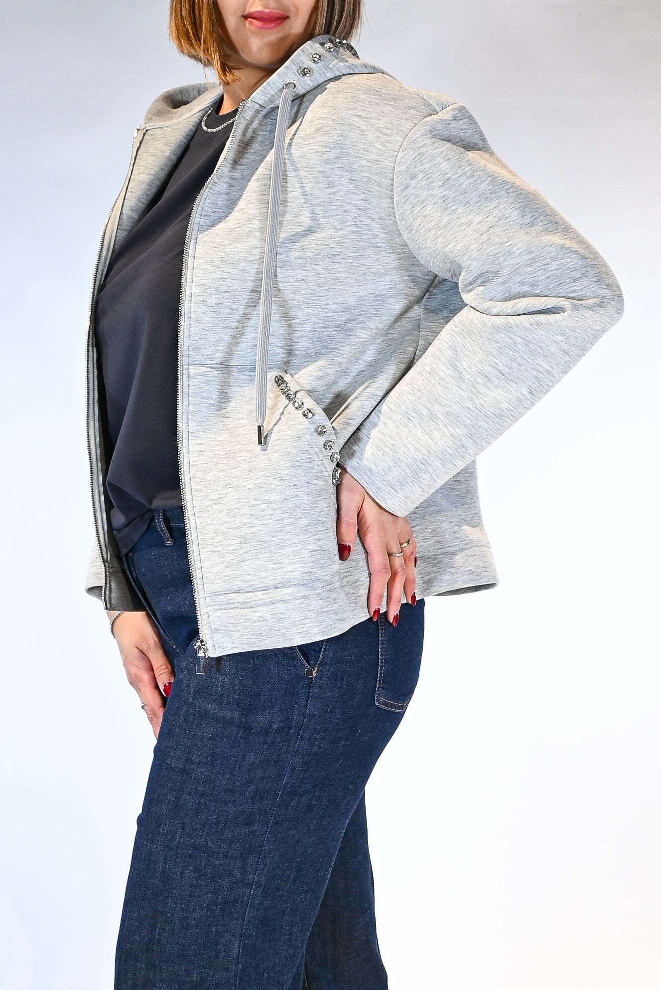 Felpa con cappuccio grigia - Persona