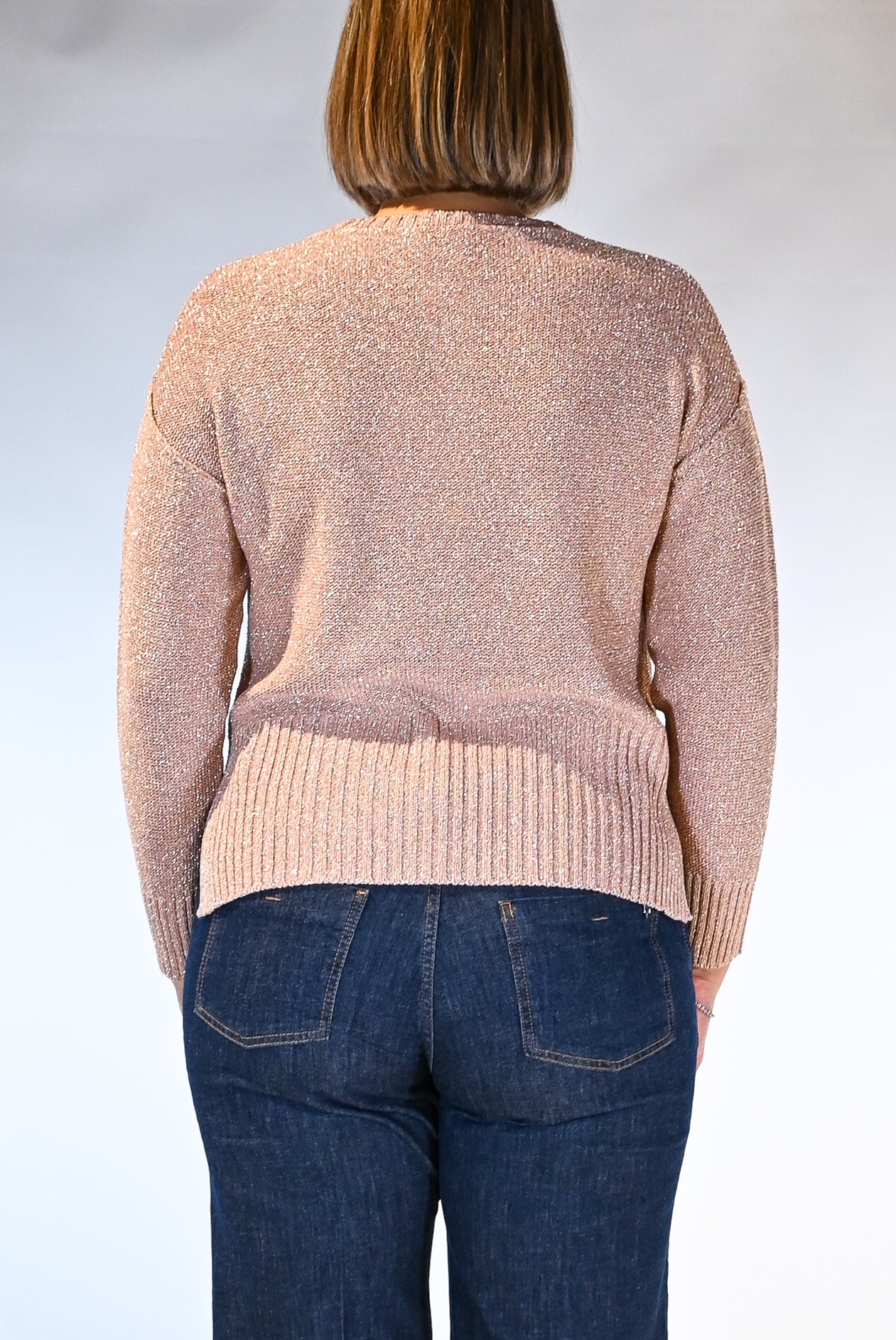 Maglia manica lunga in lurex rosa - Persona