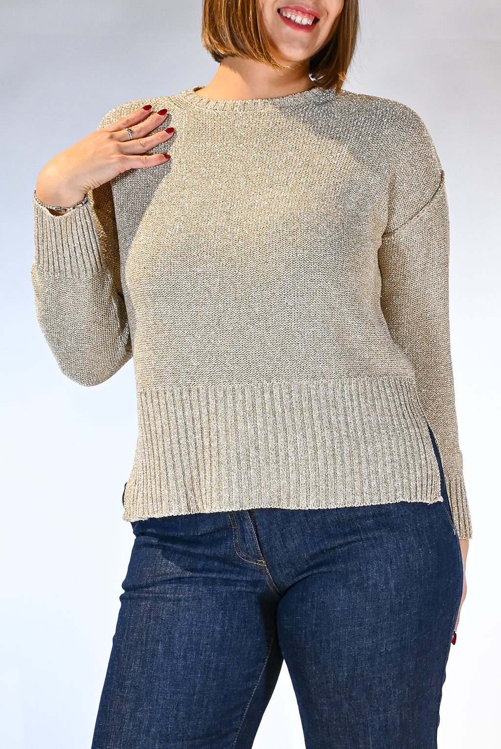 Maglia manica lunga in lurex oro - Persona