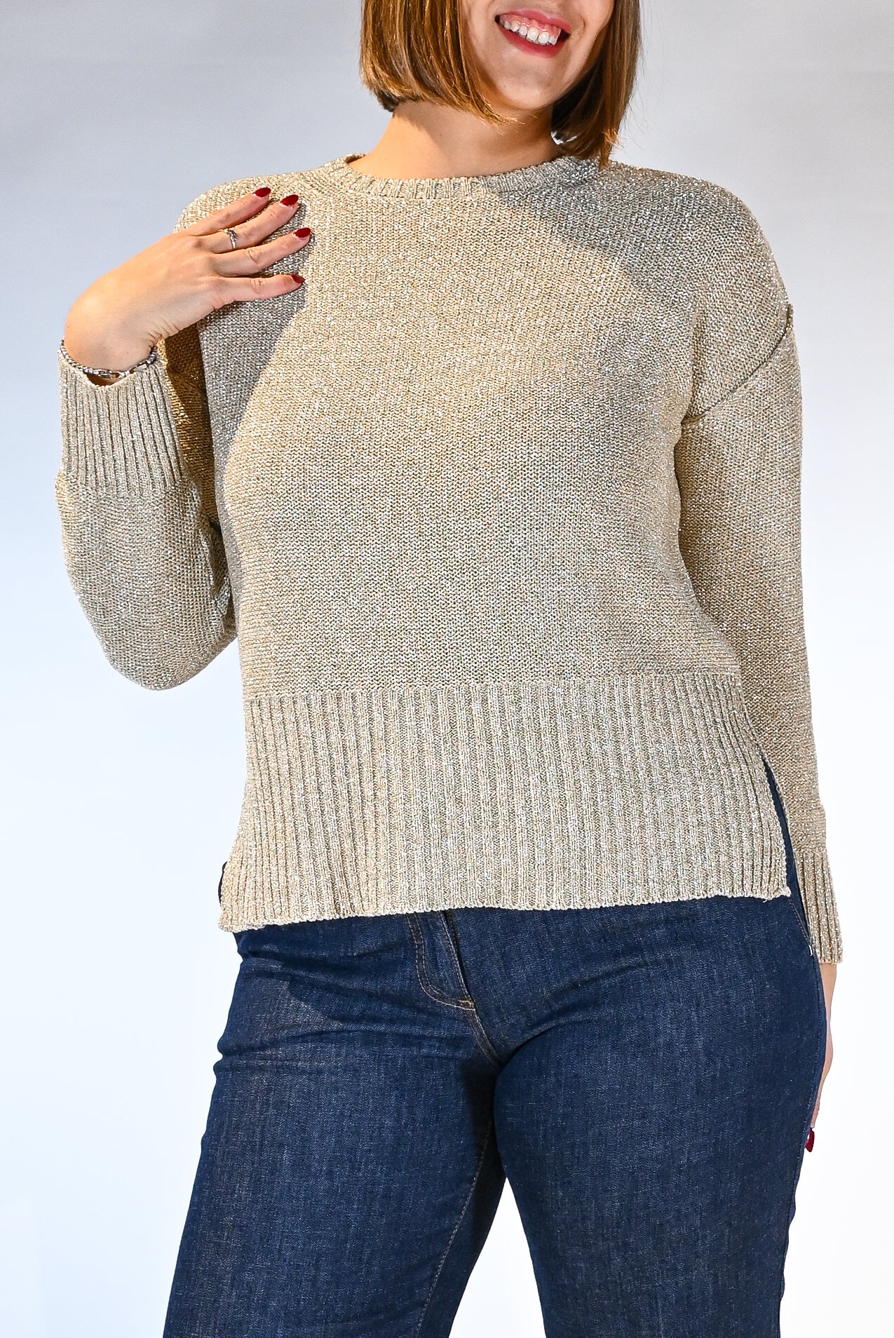 Maglia manica lunga in lurex oro - Persona