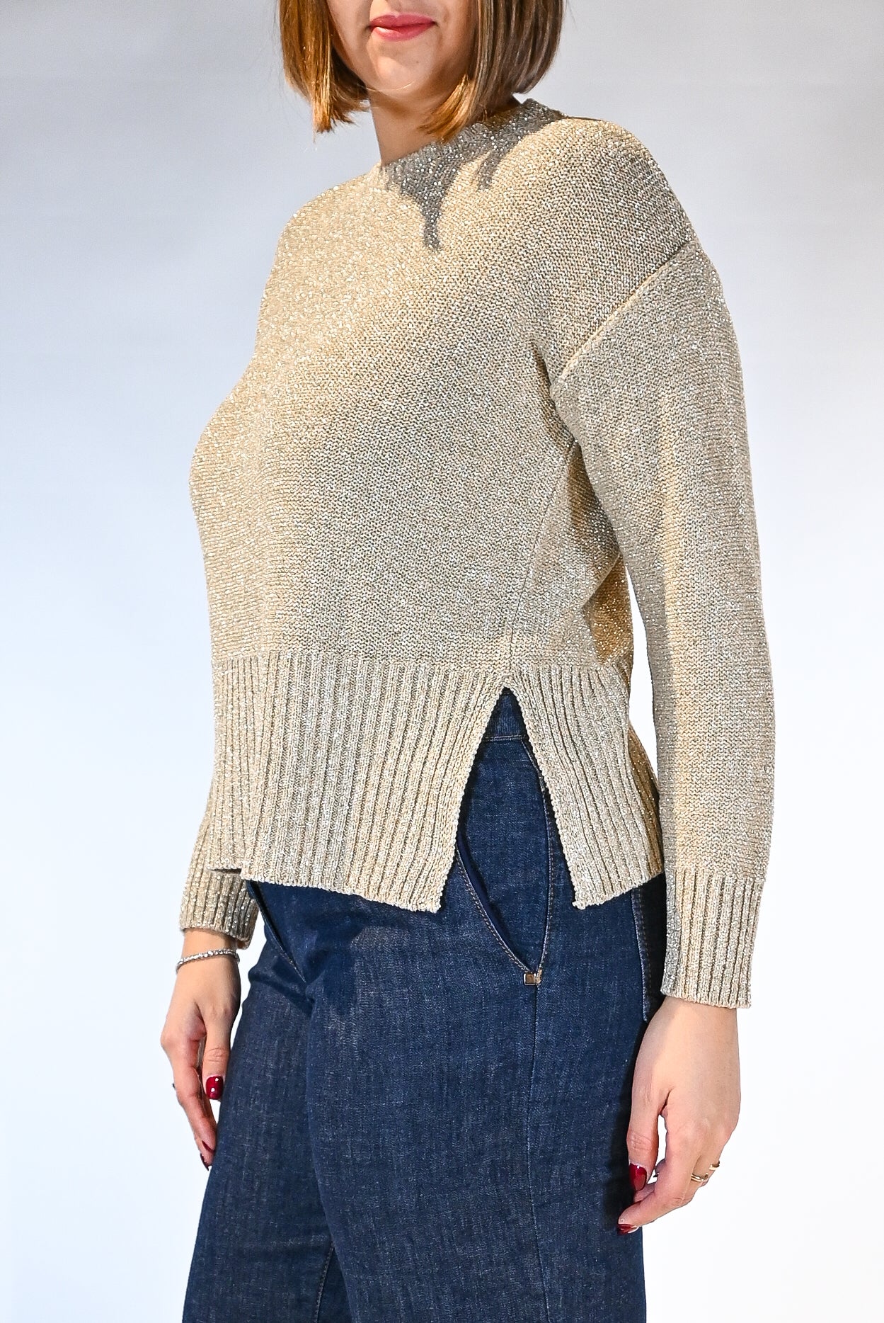 Maglia manica lunga in lurex oro - Persona