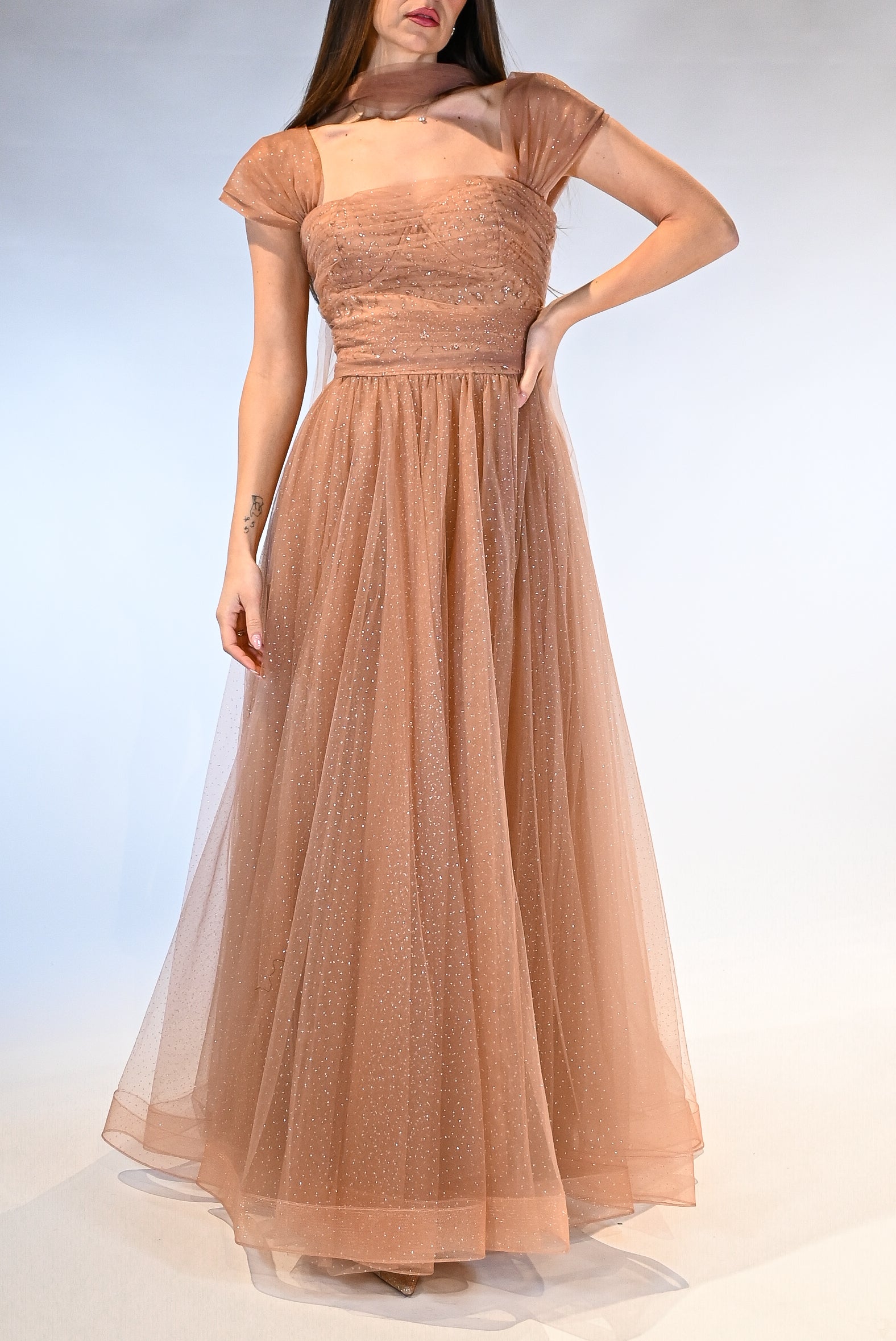 Abito lungo in tulle scintillante - Berti Mode Collection