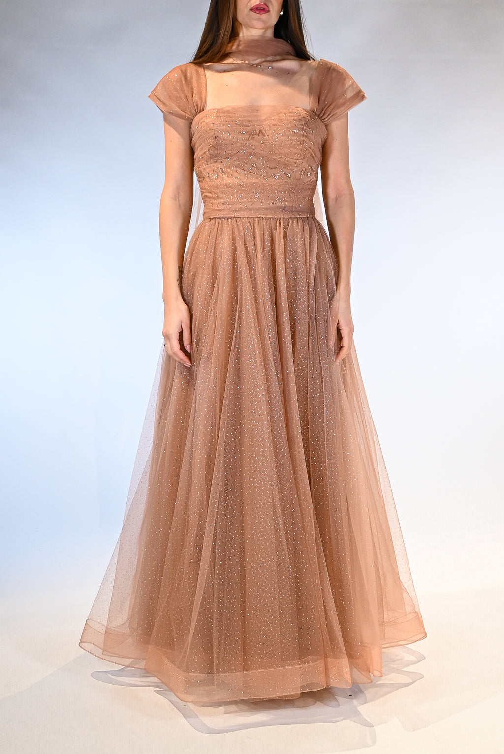 Abito lungo in tulle scintillante - Berti Mode Collection