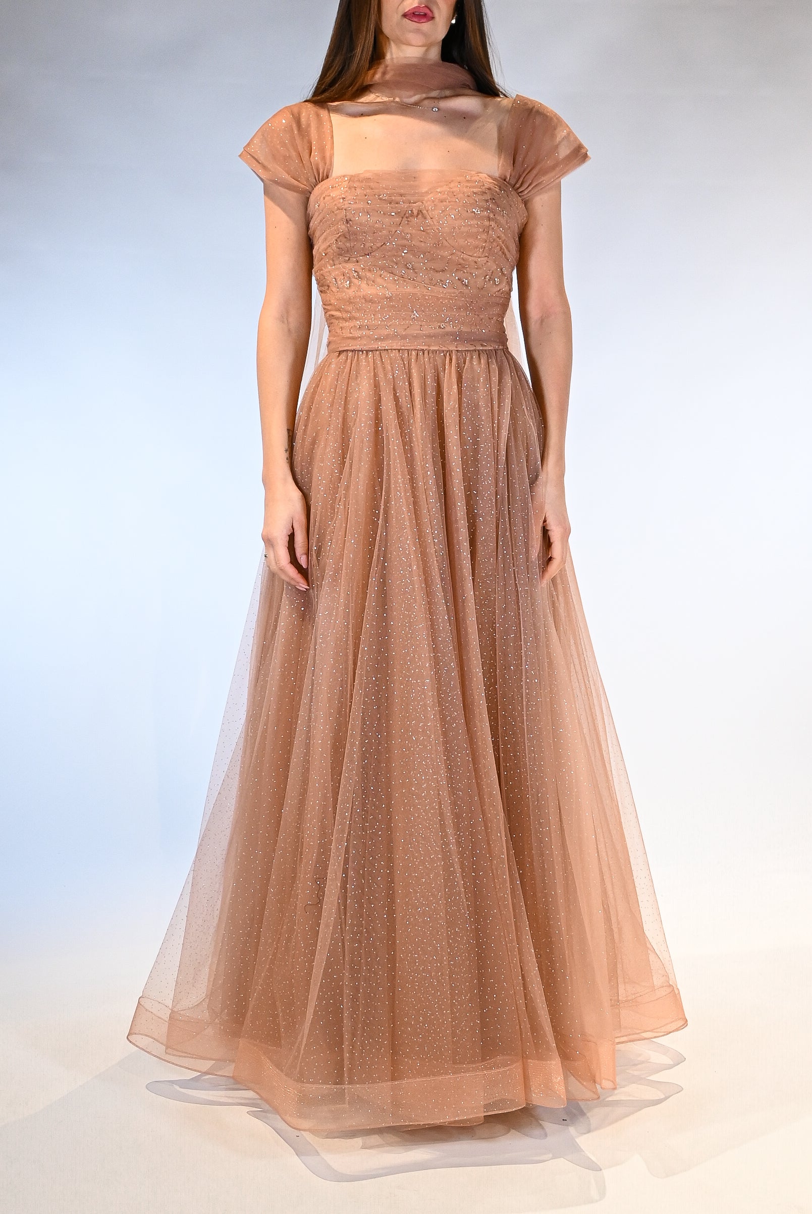 Abito lungo in tulle scintillante - Berti Mode Collection