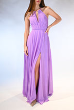 Abito Lungo Cerimonia con Scollo Americano lilla - Berti Mode Collection