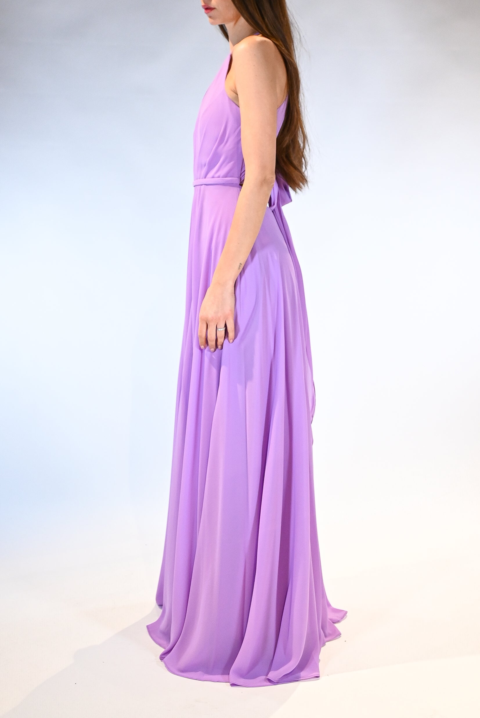 Abito Lungo Cerimonia con Scollo Americano lilla - Berti Mode Collection