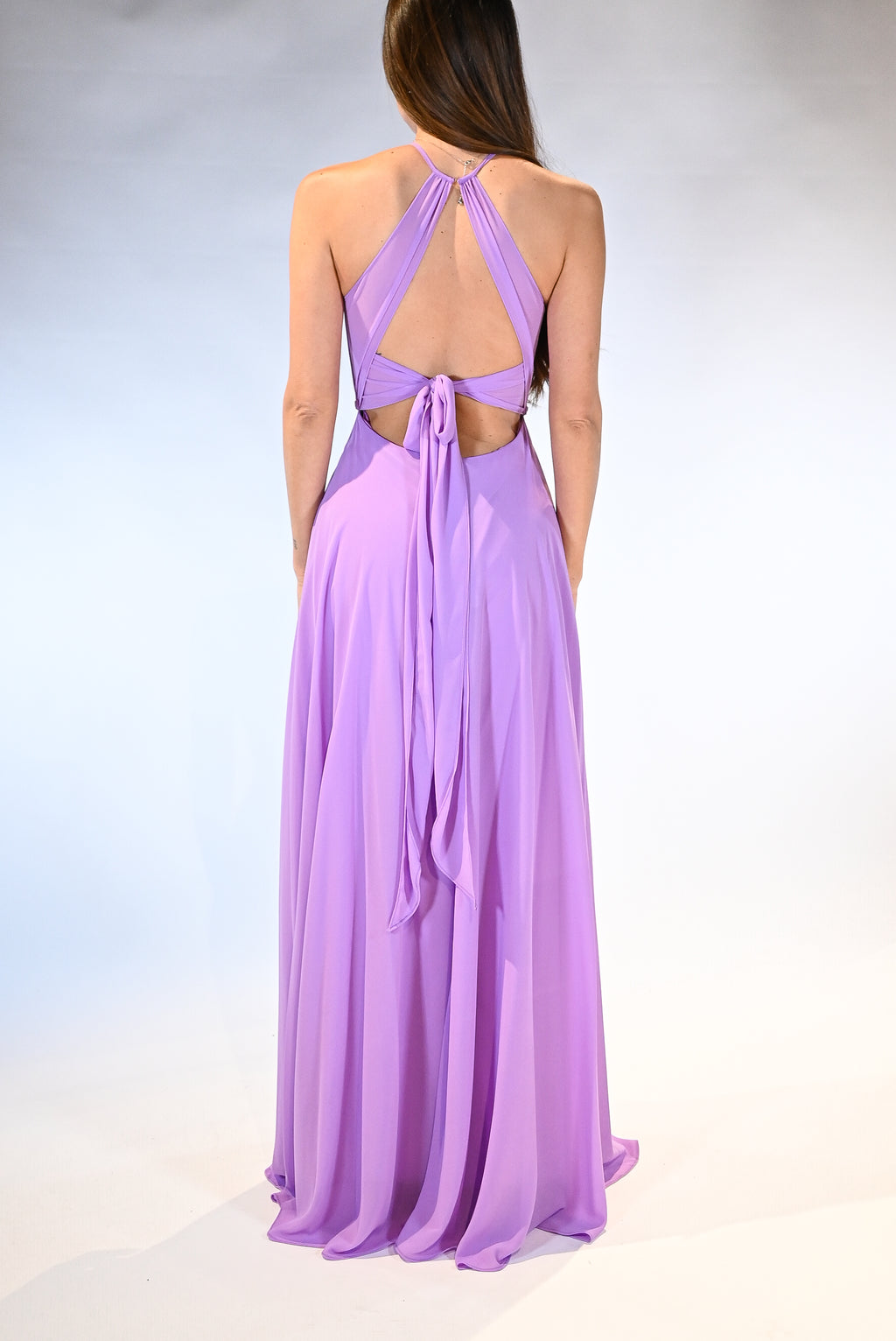 Abito Lungo Cerimonia con Scollo Americano lilla - Berti Mode Collection