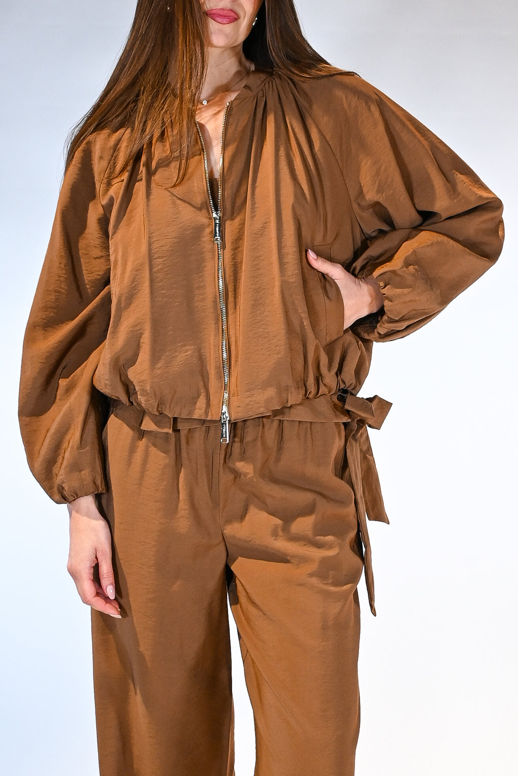 Bomber Fluido con Arricciature – Tabacco - Marella